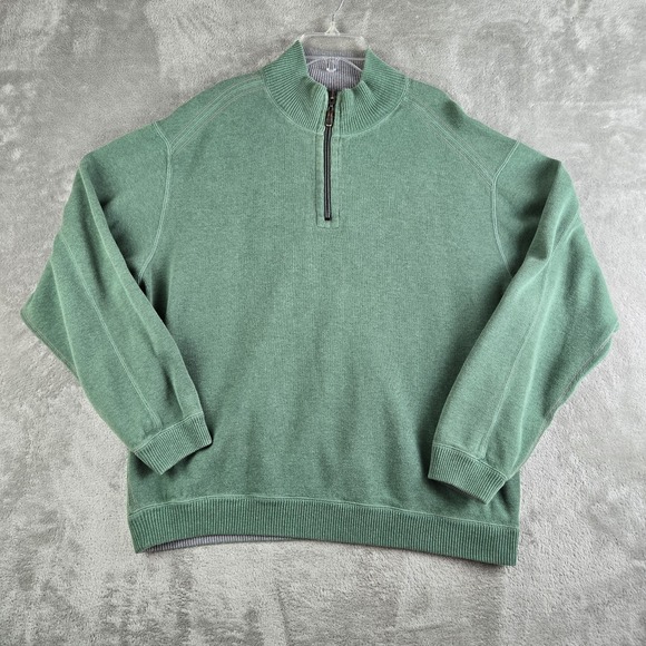Tommy Bahama Other - Tommy Bahama Sweatshirt Mens Green 1/4 Zip Mock‎ Neck Long Sleeve Golf Resort